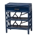 bali & pari Daina Natural Rattan Nightstand with Drawer and Open Shelves - Coastal Bedside Table with Geometric Design, Blue - BSOWS118B-Medium Knob-Royal Blue-Rattan-NS