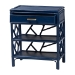 bali & pari Daina Natural Rattan Nightstand with Drawer and Open Shelves - Coastal Bedside Table with Geometric Design, Blue - BSOWS118B-Medium Knob-Royal Blue-Rattan-NS
