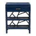 bali & pari Daina Natural Rattan Nightstand with Drawer and Open Shelves - Coastal Bedside Table with Geometric Design, Blue - BSOWS118B-Medium Knob-Royal Blue-Rattan-NS