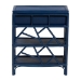 bali & pari Daina Natural Rattan Nightstand with Drawer and Open Shelves - Coastal Bedside Table with Geometric Design, Blue - BSOWS118B-Medium Knob-Royal Blue-Rattan-NS