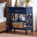 bali & pari Daina Natural Rattan Nightstand with Drawer and Open Shelves - Coastal Bedside Table with Geometric Design, Blue - BSOWS118B-Medium Knob-Royal Blue-Rattan-NS