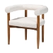 Baxton Studio Caia Boucle Dining Chair - Modern Upholstered Accent Armchair, Cream, Minimalist Design - BSOBBT5540-Cream/Walnut-DC