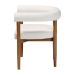 Baxton Studio Caia Boucle Dining Chair - Modern Upholstered Accent Armchair, Cream, Minimalist Design - BSOBBT5540-Cream/Walnut-DC