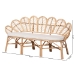 bali & pari Eliava Natural Rattan Accent Bench with Removable Cushion - Coastal Boho Style Loveseat with Scalloped Fan Back Design for Indoor Living Room or Sunroom Seating - BSOFlower-Natural-Bench
