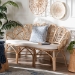 bali & pari Eliava Natural Rattan Accent Bench with Removable Cushion - Coastal Boho Style Loveseat with Scalloped Fan Back Design for Indoor Living Room or Sunroom Seating - BSOFlower-Natural-Bench