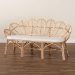 bali & pari Eliava Natural Rattan Accent Bench with Removable Cushion - Coastal Boho Style Loveseat with Scalloped Fan Back Design for Indoor Living Room or Sunroom Seating - BSOFlower-Natural-Bench