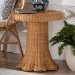 bali & pari Avalon Scallop Natural Rattan Pedestal Side Table - Round Handwoven Wicker Accent Table with Skirted Base, Boho Coastal Style Furniture for Living Room, Hallway or Sunroom - BSOAvalon-Light Honey Wicker-End Table