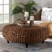 bali & pari Riau Handwoven Seagrass Coffee Table with Wooden Legs - Natural Wicker Round Living Room Table for Living Room or Bedroom Decor - BSORiau-Natural Antique-CT
