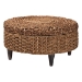 bali & pari Bailey Handwoven Seagrass Storage Ottoman with Lift -Top Lid - Rustic Wicker Trunk or Footrest with Inner Compartment for Living Room or Entryway, Round - BSOBailey-Natural Brown/Black-Ottoman