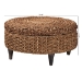 bali & pari Bailey Handwoven Seagrass Storage Ottoman with Lift -Top Lid - Rustic Wicker Trunk or Footrest with Inner Compartment for Living Room or Entryway, Round - BSOBailey-Natural Brown/Black-Ottoman