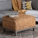 bali & pari Bailey Handwoven Seagrass Storage Ottoman with Lift -Top Lid - Rustic Wicker Trunk or Footrest with Inner Compartment for Living Room or Entryway, Square - BSOKaya-Natural Brown/Black-Ottoman