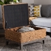 bali & pari Bailey Handwoven Seagrass Storage Ottoman with Lift -Top Lid - Rustic Wicker Trunk or Footrest with Inner Compartment for Living Room or Entryway, Square - BSOKaya-Natural Brown/Black-Ottoman