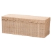 bali & pari Damita Scallop Natural Rattan Chest with Lift -top Lid - Coastal Boho Style Storage Bench for Bedroom, Entryway, or Living Room Organization - BSOWS127-Natural Rattan-Storage Bench