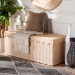 bali & pari Damita Scallop Natural Rattan Chest with Lift -top Lid - Coastal Boho Style Storage Bench for Bedroom, Entryway, or Living Room Organization - BSOWS127-Natural Rattan-Storage Bench