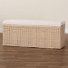bali & pari Barid Braided Natural Rattan Storage Bench with Cushioned Lift -Top Lid - Coastal Boho Style Chest for Bedroom, Entryway, or Living Room Organization, Natural, 45" Rectangle - BSOWS131-Natural Rattan-Cushioned Storage Bench