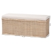 bali & pari Barid Braided Natural Rattan Storage Bench with Cushioned Lift -Top Lid - Coastal Boho Style Chest for Bedroom, Entryway, or Living Room Organization, Natural, 45" Rectangle - BSOWS131-Natural Rattan-Cushioned Storage Bench