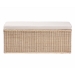 bali & pari Barid Braided Natural Rattan Storage Bench with Cushioned Lift -Top Lid - Coastal Boho Style Chest for Bedroom, Entryway, or Living Room Organization, Natural, 45" Rectangle - BSOWS131-Natural Rattan-Cushioned Storage Bench