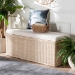 bali & pari Barid Braided Natural Rattan Storage Bench with Cushioned Lift -Top Lid - Coastal Boho Style Chest for Bedroom, Entryway, or Living Room Organization, Natural, 45" Rectangle - BSOWS131-Natural Rattan-Cushioned Storage Bench