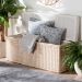 bali & pari Barid Braided Natural Rattan Storage Bench with Cushioned Lift -Top Lid - Coastal Boho Style Chest for Bedroom, Entryway, or Living Room Organization, Natural, 45" Rectangle - BSOWS131-Natural Rattan-Cushioned Storage Bench