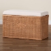bali & pari Eamon Braided Natural Rattan Storage Bench with Cushioned Lift -Top Lid - Coastal Boho Style Chest for Bedroom, Entryway, or Living Room Organization, 31" Rectangle, Brown - BSOWS133-Brown Rattan-Cushioned Storage Bench