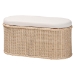 bali & pari Barid Braided Natural Rattan Storage Bench with Cushioned Lift -Top Lid - Coastal Boho Style Chest for Bedroom, Entryway, or Living Room Organization, Natural, 39" Oval - BSOWS134-Natural Rattan-Cushioned Storage Bench