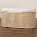 bali & pari Barid Braided Natural Rattan Storage Bench with Cushioned Lift -Top Lid - Coastal Boho Style Chest for Bedroom, Entryway, or Living Room Organization, Natural, 39" Oval - BSOWS134-Natural Rattan-Cushioned Storage Bench