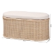 bali & pari Barid Braided Natural Rattan Storage Bench with Cushioned Lift -Top Lid - Coastal Boho Style Chest for Bedroom, Entryway, or Living Room Organization, Natural, 39" Oval - BSOWS134-Natural Rattan-Cushioned Storage Bench
