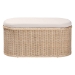 bali & pari Barid Braided Natural Rattan Storage Bench with Cushioned Lift -Top Lid - Coastal Boho Style Chest for Bedroom, Entryway, or Living Room Organization, Natural, 39" Oval - BSOWS134-Natural Rattan-Cushioned Storage Bench