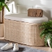 bali & pari Barid Braided Natural Rattan Storage Bench with Cushioned Lift -Top Lid - Coastal Boho Style Chest for Bedroom, Entryway, or Living Room Organization, Natural, 39" Oval - BSOWS134-Natural Rattan-Cushioned Storage Bench