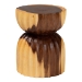bali & pari Noleta Hand -carved Suar Wood Side Table - Sculptural Hourglass Accent Table with Natural Grain, Modern Boho Style for Living Room or Bedroom - BSOSuar S/T 005-Natural-Side Table