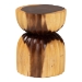 bali & pari Noleta Hand -carved Suar Wood Side Table - Sculptural Hourglass Accent Table with Natural Grain, Modern Boho Style for Living Room or Bedroom - BSOSuar S/T 005-Natural-Side Table