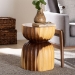 bali & pari Noleta Hand -carved Suar Wood Side Table - Sculptural Hourglass Accent Table with Natural Grain, Modern Boho Style for Living Room or Bedroom - BSOSuar S/T 005-Natural-Side Table