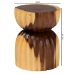 bali & pari Noleta Hand -carved Suar Wood Side Table - Sculptural Hourglass Accent Table with Natural Grain, Modern Boho Style for Living Room or Bedroom - BSOSuar S/T 005-Natural-Side Table