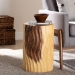 bali & pari Fuchsia Hand -carved Suar Wood Side Table - Round Sculptural Accent Table with Wave Design, Modern Boho Rustic Style for Living Room or Bedroom - BSOSuar S/T 006-Natural-Side Table