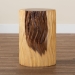 bali & pari Fuchsia Hand -carved Suar Wood Side Table - Round Sculptural Accent Table with Wave Design, Modern Boho Rustic Style for Living Room or Bedroom - BSOSuar S/T 006-Natural-Side Table