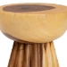 bali & pari Alara Hand -carved Suar Wood Side Table - Sculptural Pedestal Accent Table with Natural Grain, Modern Boho Style for Living Room or Bedroom - BSOSuar S/T 008-Natural-Side Table