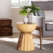 bali & pari Alara Hand -carved Suar Wood Side Table - Sculptural Pedestal Accent Table with Natural Grain, Modern Boho Style for Living Room or Bedroom - BSOSuar S/T 008-Natural-Side Table