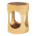 bali & pari Kaseko Hand -carved Suar Wood Side Table - Sculptural Accent Table with Open Work Design, Modern Boho Style for Living Room or Bedroom - BSOSuar S/T 009-Natural-Side Table