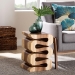 bali & pari Eliada Hand -carved Suar Wood Side Table - Wavy Sculptural Accent Table with Stacked Design, Modern Boho Style for Living Room or Bedroom - BSOSuar S/T 010-Natural-Side Table