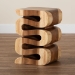 bali & pari Eliada Hand -carved Suar Wood Side Table - Wavy Sculptural Accent Table with Stacked Design, Modern Boho Style for Living Room or Bedroom - BSOSuar S/T 010-Natural-Side Table