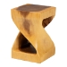 bali & pari Rapha Hand -carved Suar Wood Side Table with Shelf - Sculptural Accent Table with Twist Design, Modern Boho Style for Living Room or Bedroom - BSOSuar S/T 011-Natural-Side Table