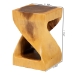 bali & pari Rapha Hand -carved Suar Wood Side Table with Shelf - Sculptural Accent Table with Twist Design, Modern Boho Style for Living Room or Bedroom - BSOSuar S/T 011-Natural-Side Table