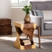 bali & pari Rapha Hand -carved Suar Wood Side Table with Shelf - Sculptural Accent Table with Twist Design, Modern Boho Style for Living Room or Bedroom - BSOSuar S/T 011-Natural-Side Table