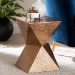 Baxton Studio Pacey Textured Metal Accent Table - Geometric Gold Side Table with Hourglass Silhouette for Indoor or Semi-Outdoor Use - BSOH01-123218-Bronze/Metal-Side Table