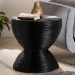 bali & pari Tokyo Laminated Natural Rattan Side Table -  Hourglass Accent Table with Modern Sculptural Design, Boho Chic Style for Living Room or Bedroom, Black - BSOTokyo-Black Rattan-Side Table