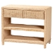 bali & pari Lanica Braided Natural Rattan Console Table with Drawers and Shelves - Coastal Style Storage Cabinet for Entryway, Living Room, or Bedroom, 35" - BSOBraided Sun Bleached Ivory Rattan-Version 2-Console Table