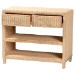 bali & pari Lanica Braided Natural Rattan Console Table with Drawers and Shelves - Coastal Style Storage Cabinet for Entryway, Living Room, or Bedroom, 35" - BSOBraided Sun Bleached Ivory Rattan-Version 2-Console Table