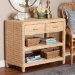bali & pari Lanica Braided Natural Rattan Console Table with Drawers and Shelves - Coastal Style Storage Cabinet for Entryway, Living Room, or Bedroom, 35" - BSOBraided Sun Bleached Ivory Rattan-Version 2-Console Table