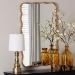 Baxton Studio Cassara Gold Scalloped Rectangular Wall Mirror - Stylish Curved Edge Decorative Accent for Living Room, Bedroom, or Entryway - BSORXW-10969-Mirror