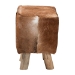 bali & pari Scotlyn Genuine Goat Leather Footstool with Teak Wood Legs - Rustic Boho Accent Seat with Natural Hide Upholstery, Handmade Decorative Footrest for Living Room or Bedroom - BSOSGLS-01-Teak Wood/Natural-Stool